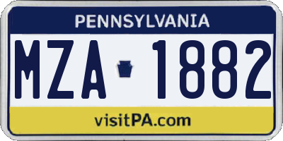 PA license plate MZA1882