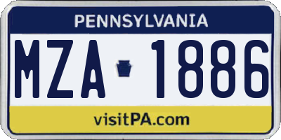 PA license plate MZA1886