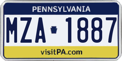 PA license plate MZA1887