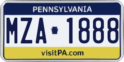 PA license plate MZA1888