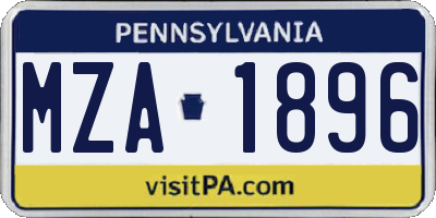 PA license plate MZA1896