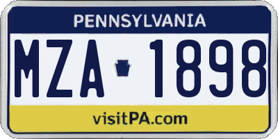 PA license plate MZA1898