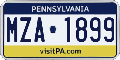 PA license plate MZA1899