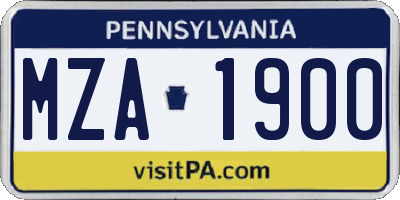 PA license plate MZA1900