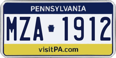 PA license plate MZA1912