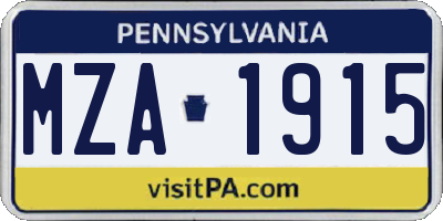 PA license plate MZA1915