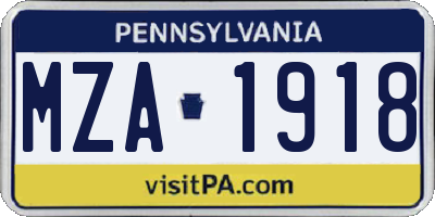 PA license plate MZA1918