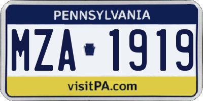 PA license plate MZA1919
