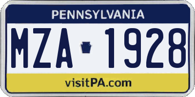 PA license plate MZA1928