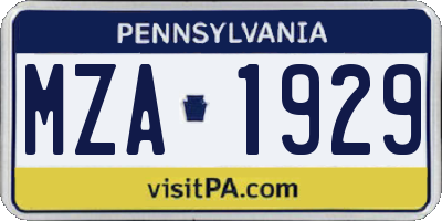 PA license plate MZA1929