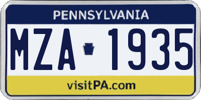 PA license plate MZA1935