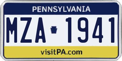 PA license plate MZA1941