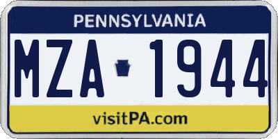 PA license plate MZA1944