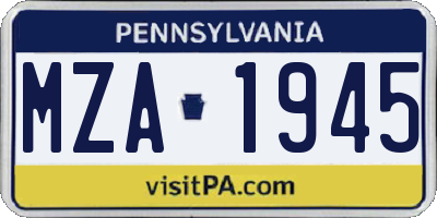PA license plate MZA1945