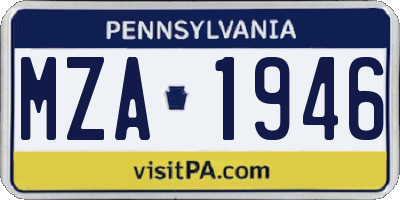 PA license plate MZA1946
