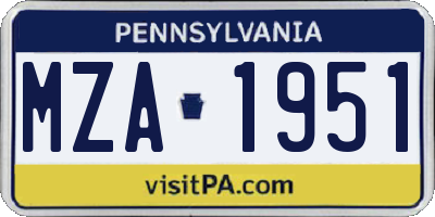 PA license plate MZA1951