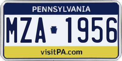 PA license plate MZA1956