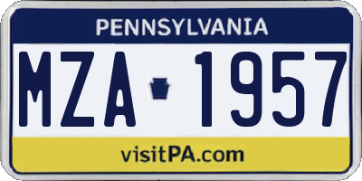 PA license plate MZA1957