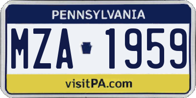 PA license plate MZA1959