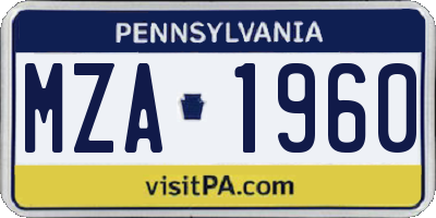 PA license plate MZA1960
