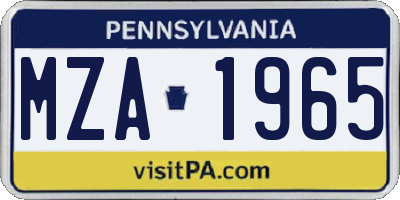 PA license plate MZA1965