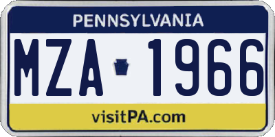 PA license plate MZA1966