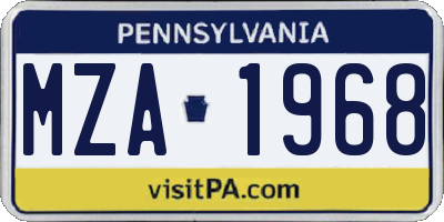 PA license plate MZA1968