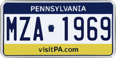 PA license plate MZA1969