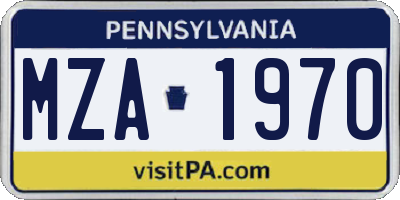 PA license plate MZA1970