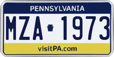 PA license plate MZA1973