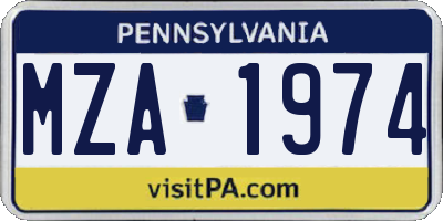 PA license plate MZA1974