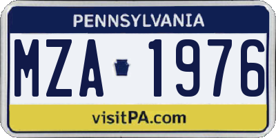PA license plate MZA1976