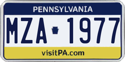 PA license plate MZA1977