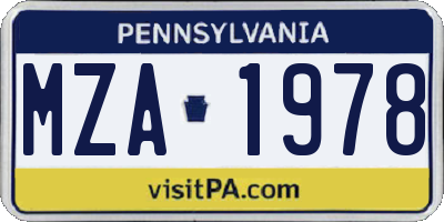PA license plate MZA1978