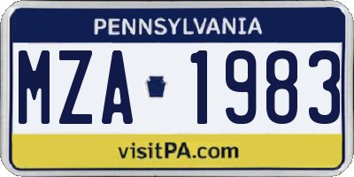PA license plate MZA1983