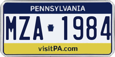 PA license plate MZA1984
