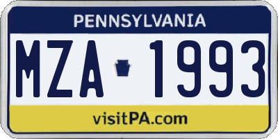 PA license plate MZA1993