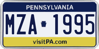 PA license plate MZA1995