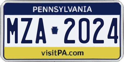 PA license plate MZA2024