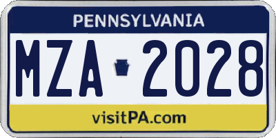 PA license plate MZA2028