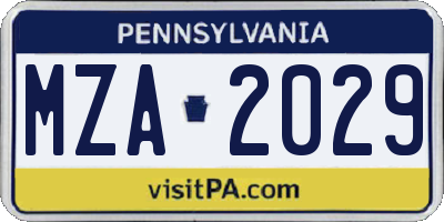 PA license plate MZA2029