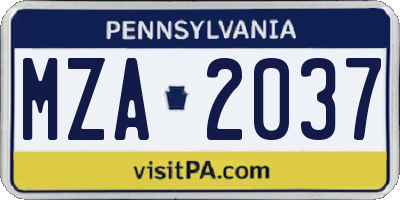 PA license plate MZA2037