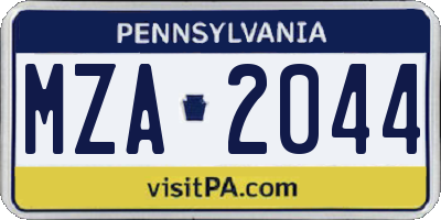 PA license plate MZA2044