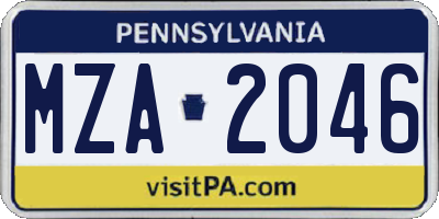 PA license plate MZA2046