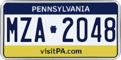 PA license plate MZA2048
