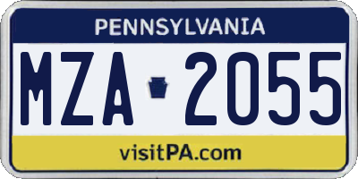 PA license plate MZA2055