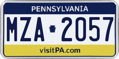 PA license plate MZA2057
