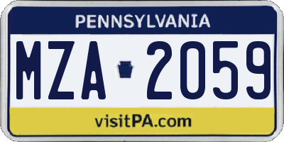 PA license plate MZA2059