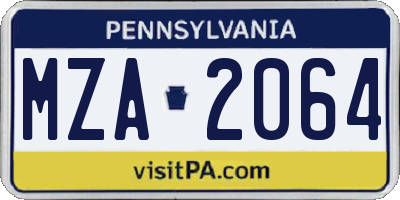 PA license plate MZA2064