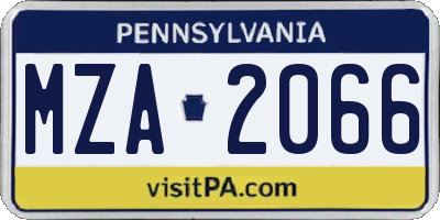 PA license plate MZA2066